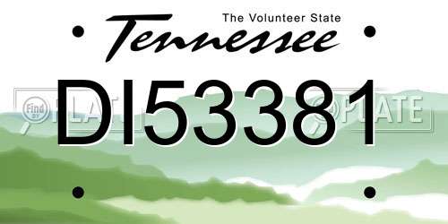 DI53381 Tennessee License Plate