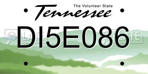 DI5E086 Tennessee License Plate