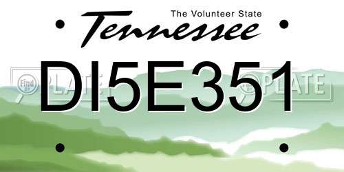 DI5E351 Tennessee License Plate