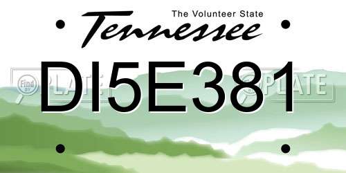 DI5E381 Tennessee License Plate