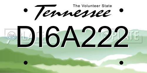 DI6A222 Tennessee License Plate