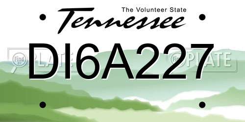 DI6A227 Tennessee License Plate