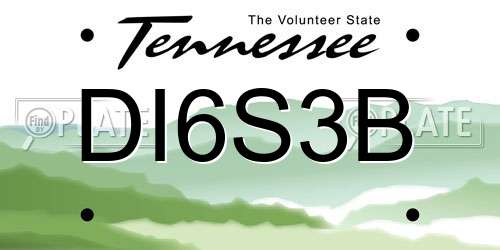 DI6S3B Tennessee License Plate