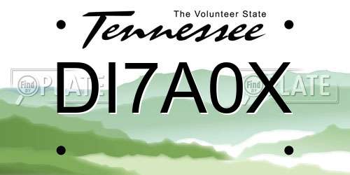 DI7A0X Tennessee License Plate