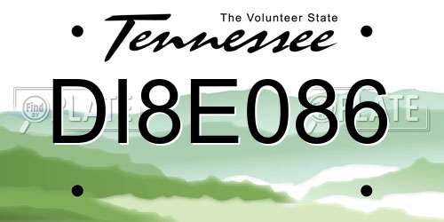 DI8E086 Tennessee License Plate
