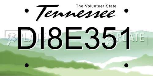 DI8E351 Tennessee License Plate