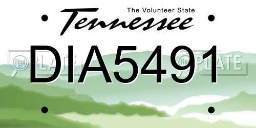 DIA5491 Tennessee License Plate