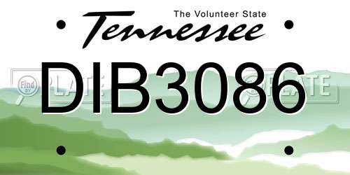 DIB3086 Tennessee License Plate