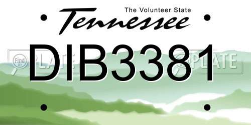 DIB3381 Tennessee License Plate