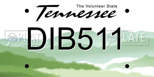 DIB511 Tennessee License Plate