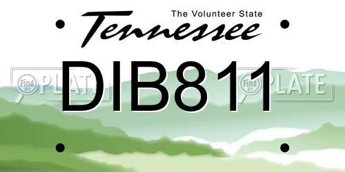 DIB811 Tennessee License Plate