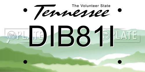 DIB81I Tennessee License Plate