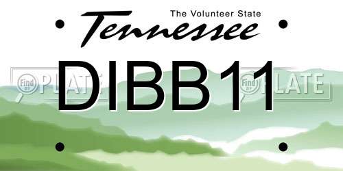 DIBB11 Tennessee License Plate