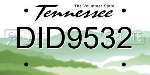 DID9532 Tennessee License Plate