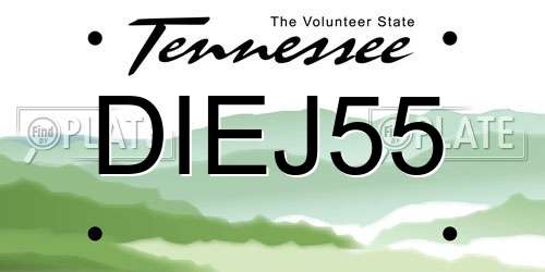 DIEJ55 Tennessee License Plate