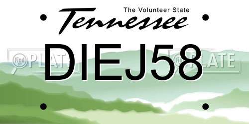 DIEJ58 Tennessee License Plate