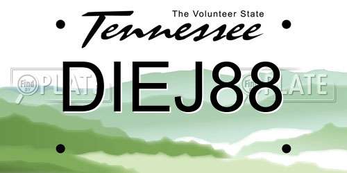 DIEJ88 Tennessee License Plate