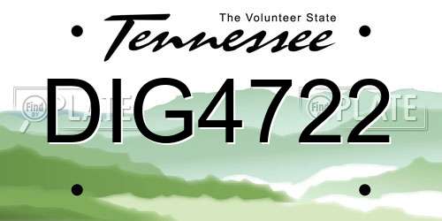 DIG4722 Tennessee License Plate