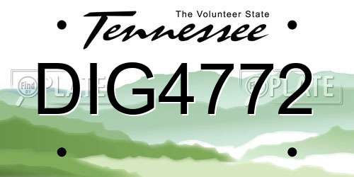 DIG4772 Tennessee License Plate