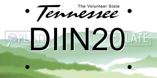 DIIN20 Tennessee License Plate