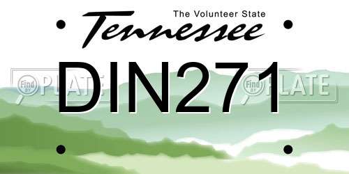 DIN271 Tennessee License Plate
