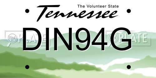 DIN94G Tennessee License Plate