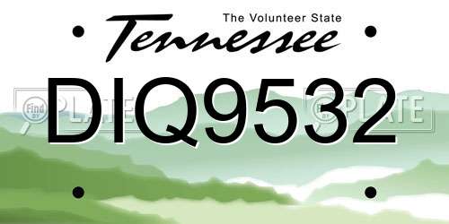 DIQ9532 Tennessee License Plate