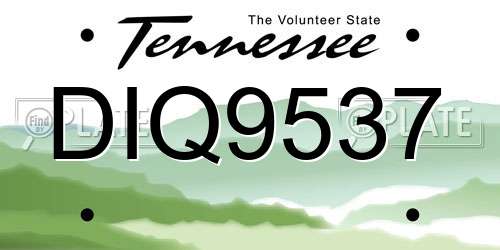 DIQ9537 Tennessee License Plate
