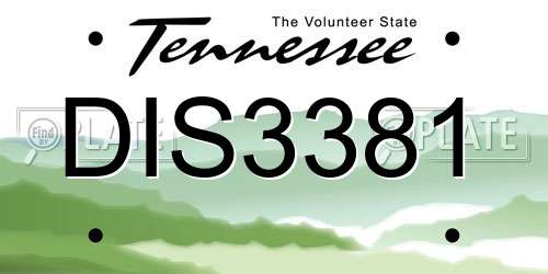 DIS3381 Tennessee License Plate