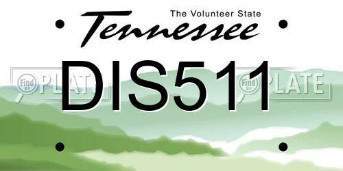 DIS511 Tennessee License Plate
