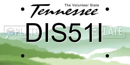 DIS51I Tennessee License Plate