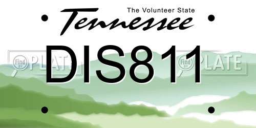 DIS811 Tennessee License Plate