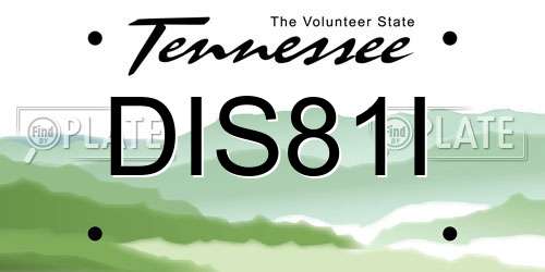 DIS81I Tennessee License Plate