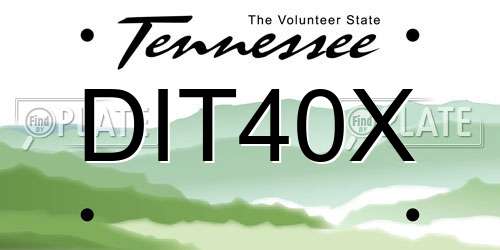 DIT40X Tennessee License Plate