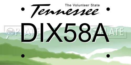 DIX58A Tennessee License Plate