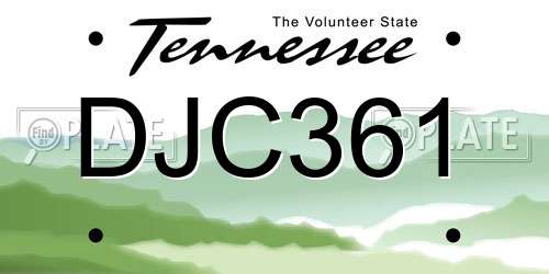 DJC361 Tennessee License Plate