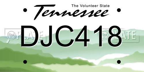 DJC418 Tennessee License Plate