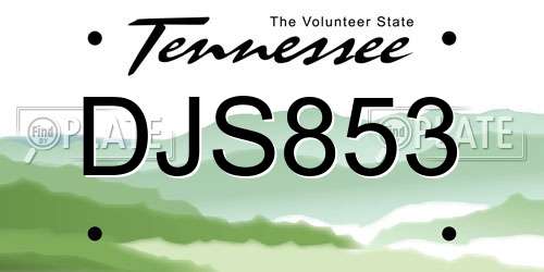DJS853 Tennessee License Plate