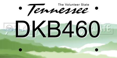 DKB460 Tennessee License Plate