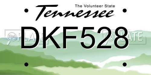 DKF528 Tennessee License Plate