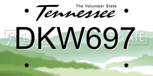 DKW697 Tennessee License Plate