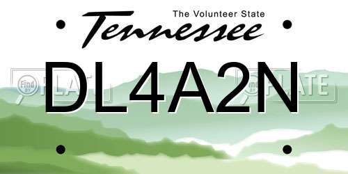DL4A2N Tennessee License Plate