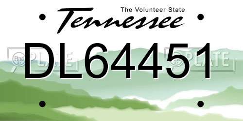 DL64451 Tennessee License Plate
