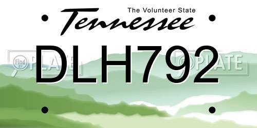 DLH792 Tennessee License Plate