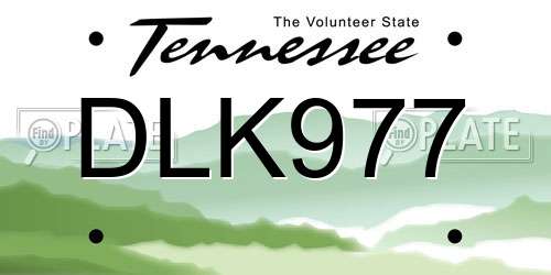 DLK977 Tennessee License Plate
