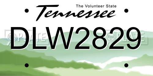 DLW2829 Tennessee License Plate