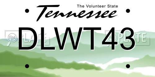 DLWT43 Tennessee License Plate