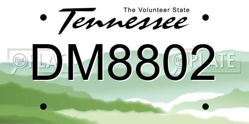 DM8802 Tennessee License Plate