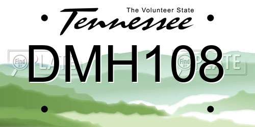 DMH108 Tennessee License Plate