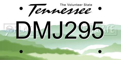 DMJ295 Tennessee License Plate